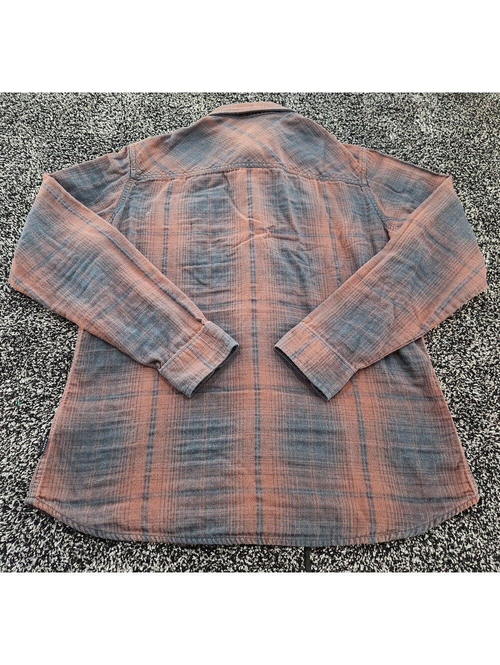 KUHL Shirt Mens Medium Plaid Flannel Long Sleeve Button Down Rust Blue Outdoor - Picture 4 of 8